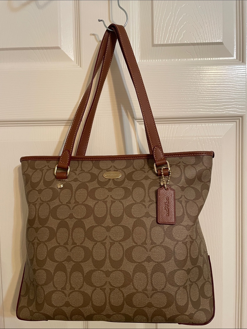 Coach Brown Signature Tote with Chestnut Trim